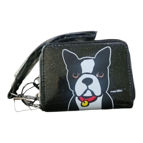 New Marc Tetro Sparkle Black Schnauzer Dog Small Wallet - Picture 1 of 3